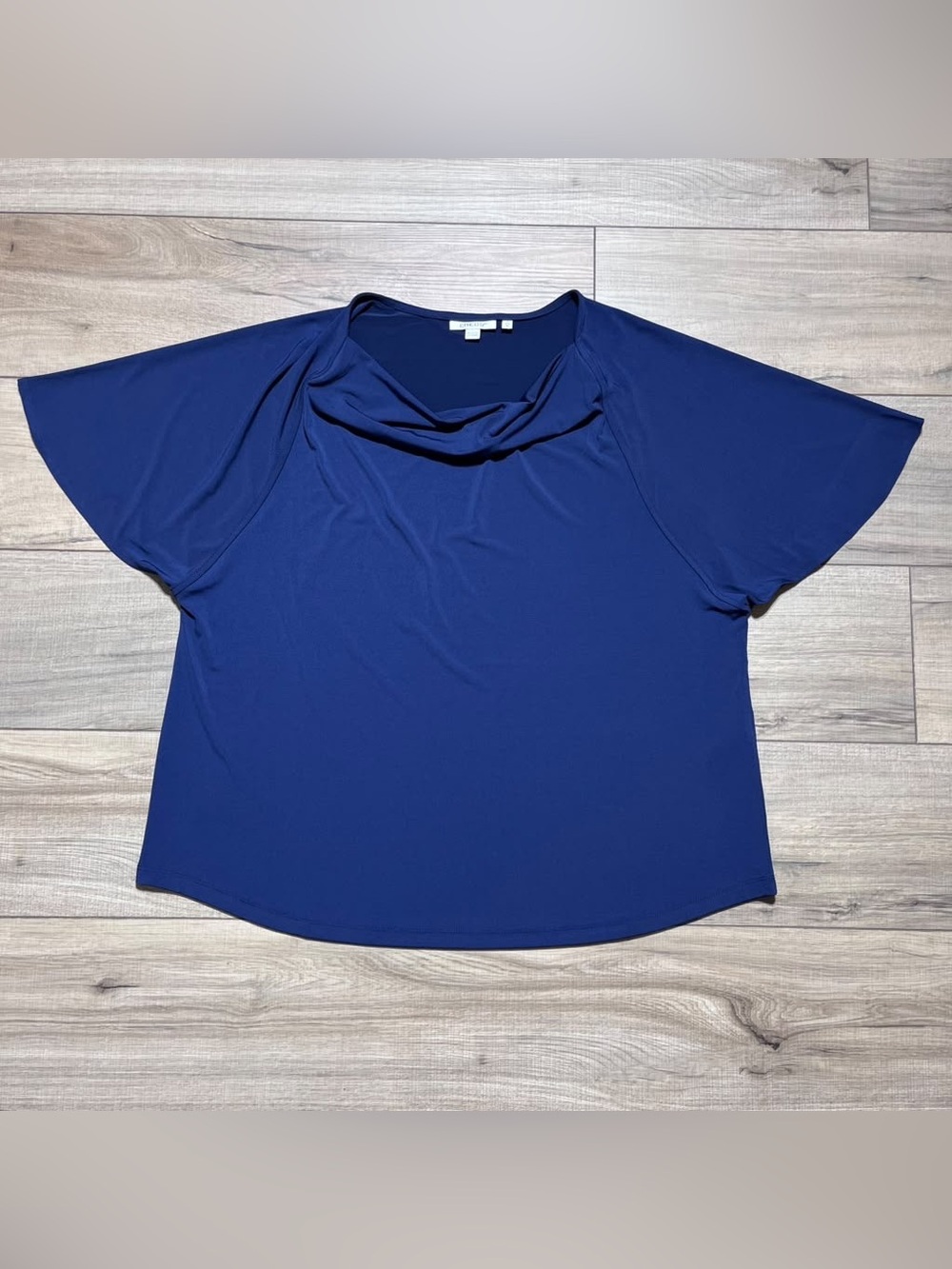 Chicos Womens Cowl Neck Short Sleeve Top Size 3 US Size XL Navy Blue